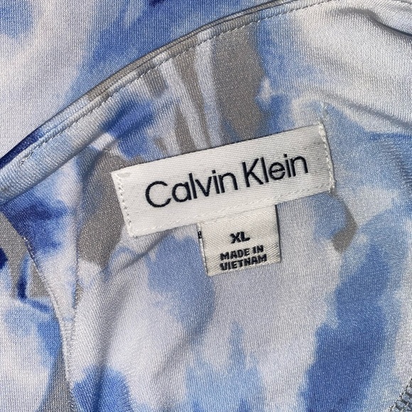 CALVIN KLEIN Sleeveless Floral Print Blouse Blue and Gray Size XL - Picture 4 of 7